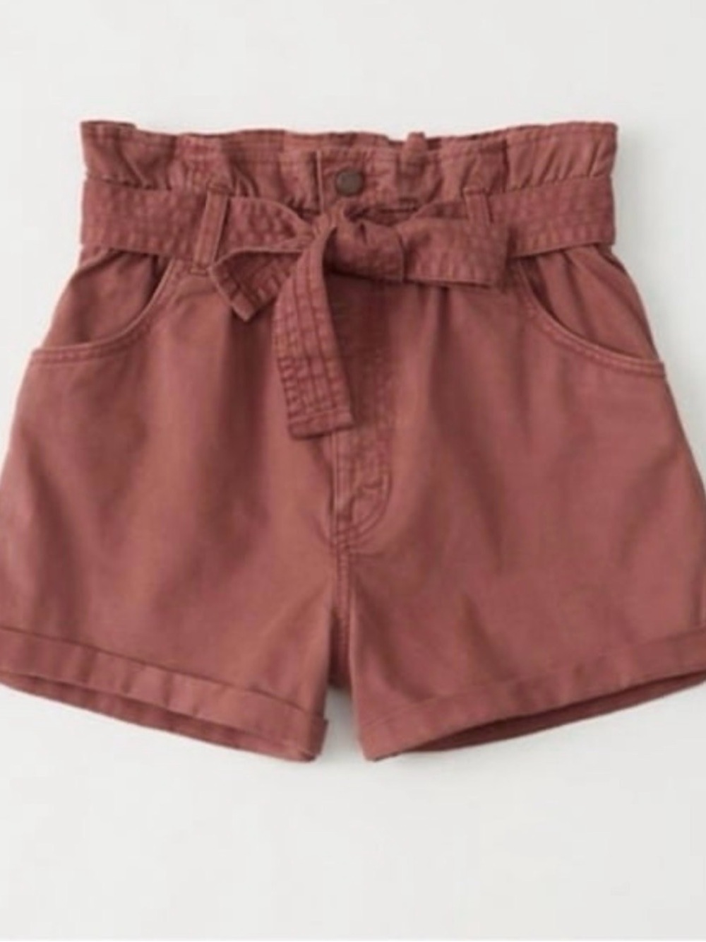 Abercrombie & Fitch High-Waist Paperbag Shorts - Rusty Rose